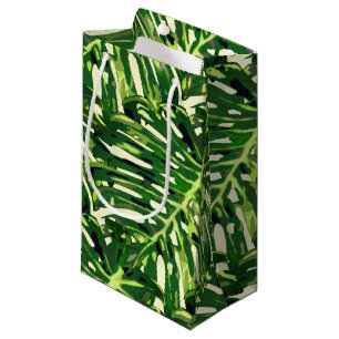 Petit Sac Cadeau Feuilles de Monstera Tropical