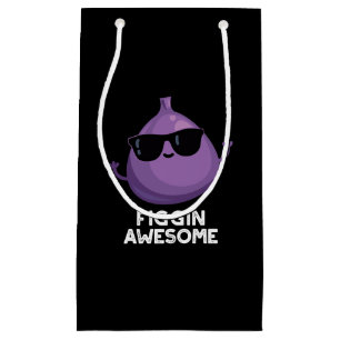 Petit Sac Cadeau Figgin Awesome Funky Fruit Fig Pun Dark BG