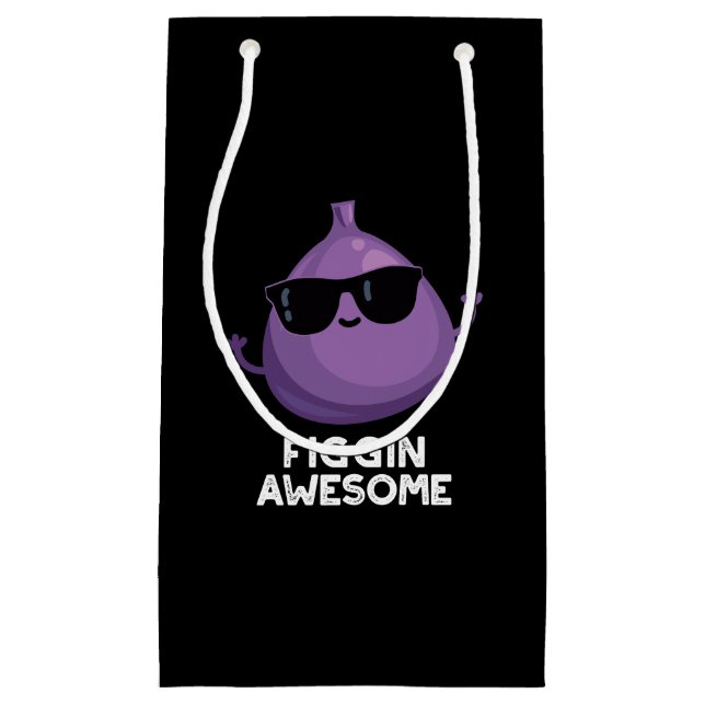 Petit Sac Cadeau Figgin Awesome Funky Fruit Fig Pun Dark BG (Devant)