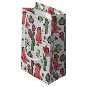 Petit Sac Cadeau Fille Country Cowgirl Noël rose et vert