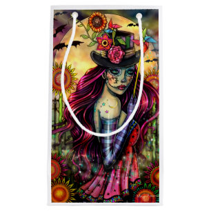 Petit Sac Cadeau Fille Crâne de Sucre Fantaisie Art Halloween