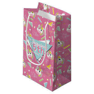 Petit Sac Cadeau Filles Retro rose licorne Anniversaire