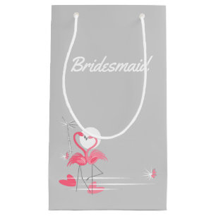 Petit Sac Cadeau Flamant rose Love côté Bridesmaid petite