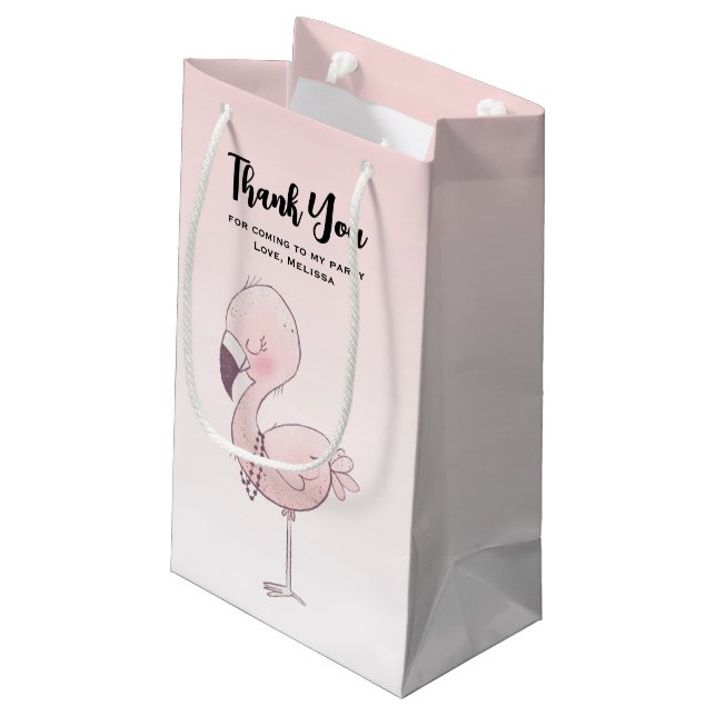 Petit Sac Cadeau Flamant rose rose mignon Illustration Merci de par (Dos Angle)