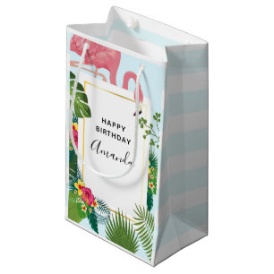 Petit Sac Cadeau Flamant rose rose mignon Thème tropical Anniversai