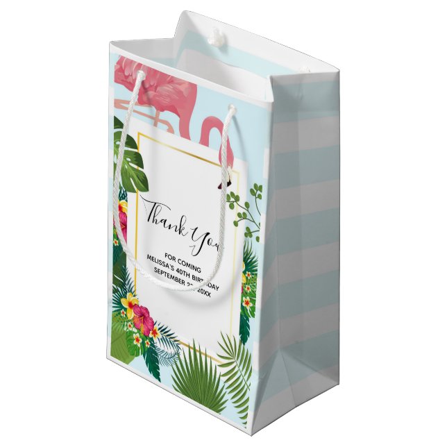 Petit Sac Cadeau Flamant rose rose mignon Tropical Thème Merci (Devant Angle)