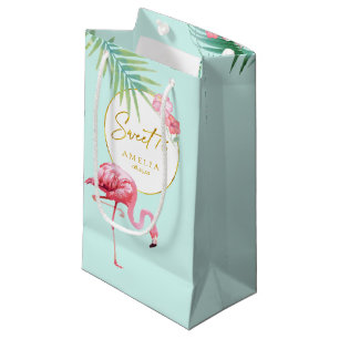 Petit Sac Cadeau Flamant rose tropical Palms Sweet sixteen ID926