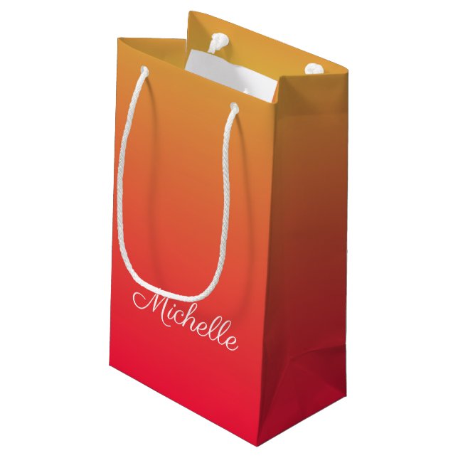 Petit Sac Cadeau Flamme personnalisée rouge et jaune ombre (Dos Angle)