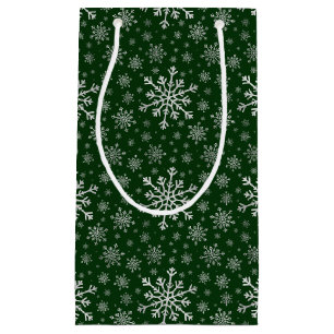 Petit Sac Cadeau Flammes de neige gris argent mignonne sur vert