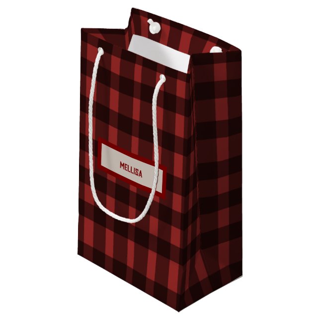 Petit Sac Cadeau Flannel Fling avant le mariage   carreaux rouges e (Devant Angle)