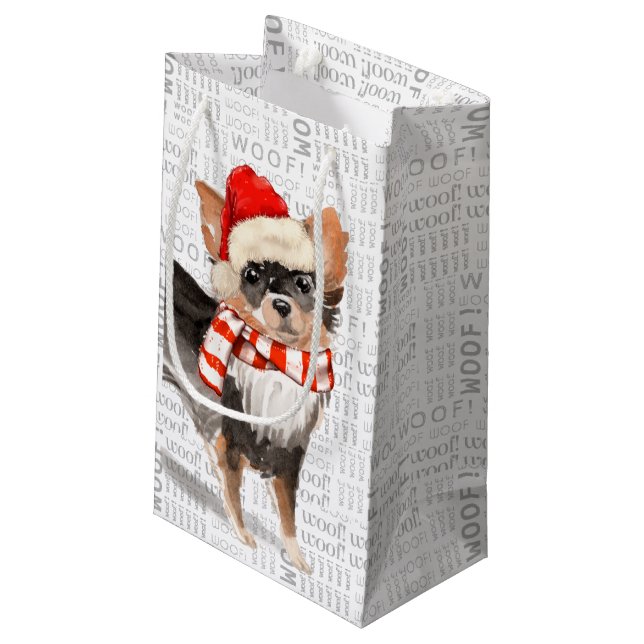 Petit Sac Cadeau Fleas Navidog Cheveux longs Chihuahua Noël drôle (Dos Angle)