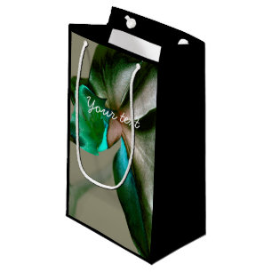 Petit Sac Cadeau Fleur artistique dans les tons bleu, vert et gris