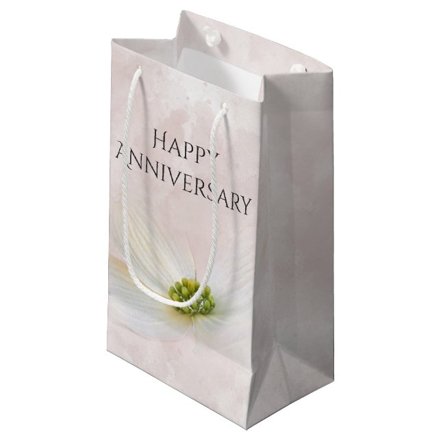 Petit Sac Cadeau Fleur Cosmos Anniversaire Sur Rose (Devant Angle)