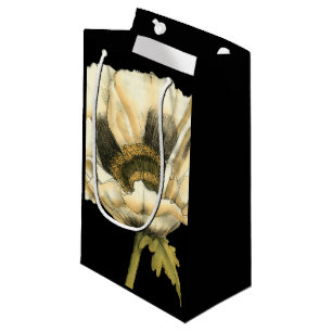 Petit Sac Cadeau Fleur crème de pavot sur l'arrière - plan noir