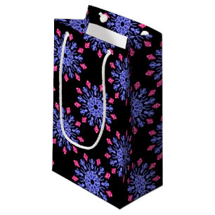 Petit Sac Cadeau Fleur de néon bleu et rouge