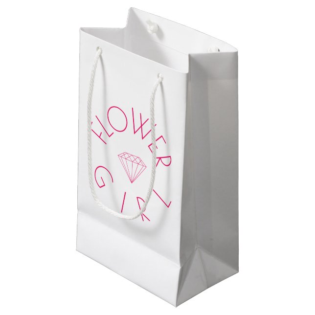 Petit Sac Cadeau Fleur Diamond Rose (Devant Angle)
