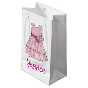 Petit Sac Cadeau Fleur Fille Mariée Fête de mariage rose Gown