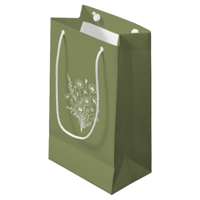 Petit Sac Cadeau Fleur sauvage Elegance-Mariage (Devant Angle)