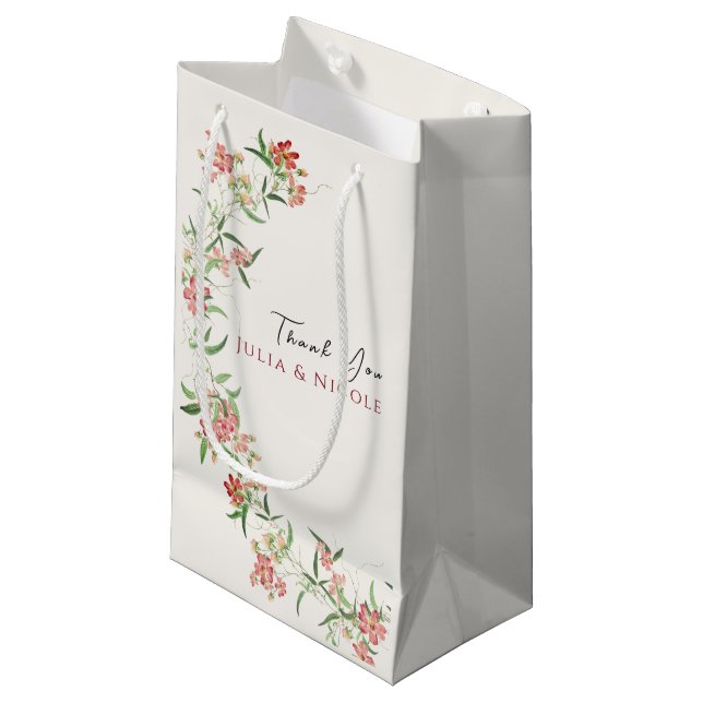 Petit Sac Cadeau Fleur sauvage rose Rose Spring Garland Mariage (Devant Angle)