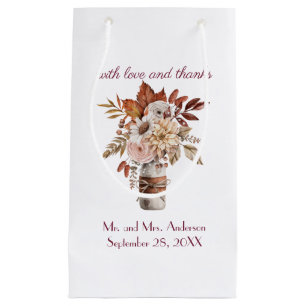 Petit Sac Cadeau Fleurs d'automne personnalisées avec les noms et d