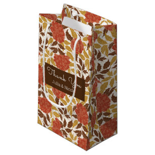 Petit Sac Cadeau Fleurs de pivoine orange poussiéreuse Mariage d'au