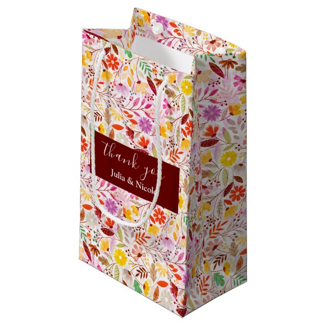 Petit Sac Cadeau Fleurs de tulipes de mariage printanières orange b (Devant Angle)