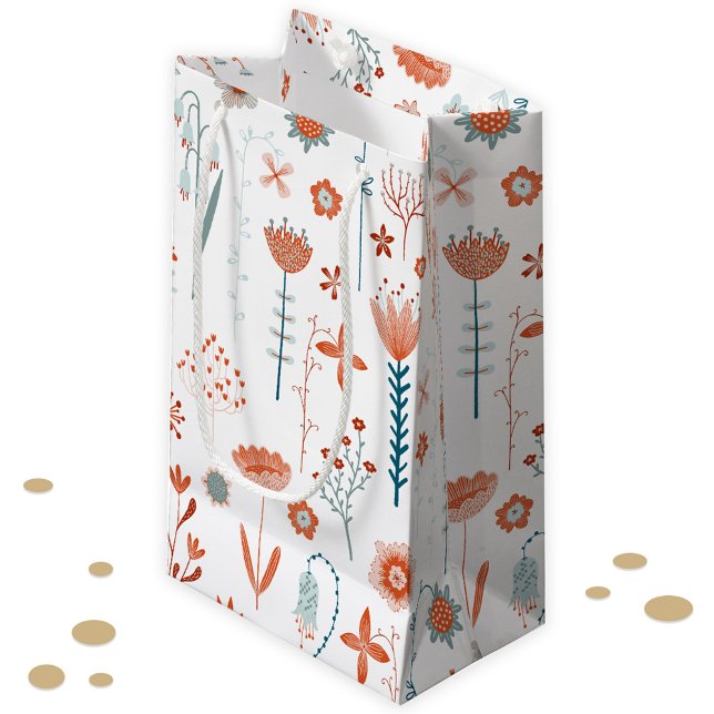 Petit Sac Cadeau Fleurs d'été scandinaves (Modern Japandi style floral gift bag)