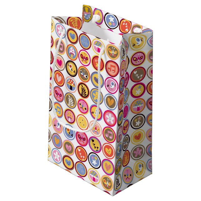 Petit Sac Cadeau fleurs mignonnes, oiseaux, motif de coeurs (Dos Angle)