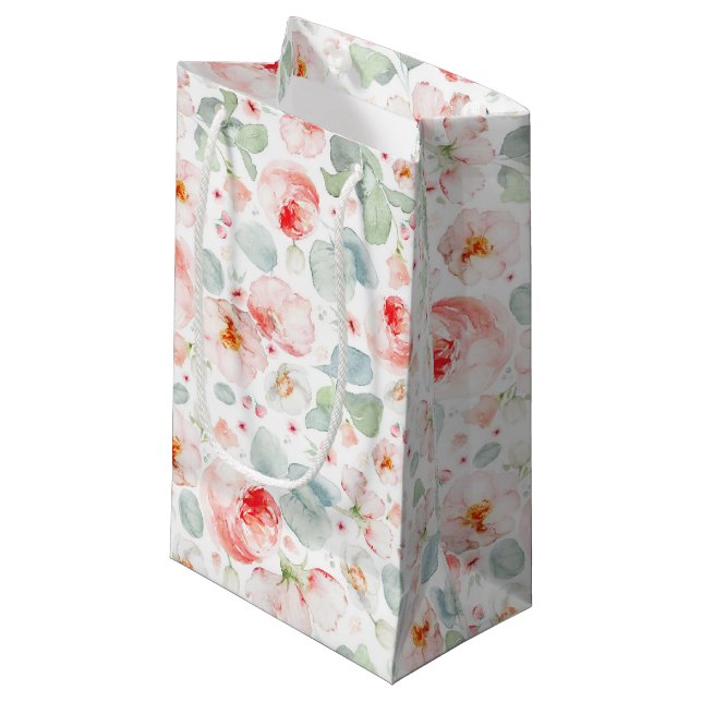 Petit Sac Cadeau Fleurs rose pâle Élégant Botanique Mignonne (Devant Angle)