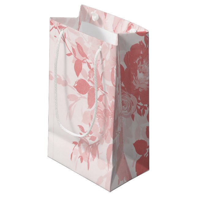 Petit Sac Cadeau Fleurs roses dentelles (Devant Angle)