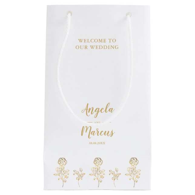Petit Sac Cadeau Fleurs sauvages dans le visiteur de mariage d'or (Devant)