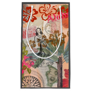 Petit Sac Cadeau Fleurs vintages Hula Colorful Hawaiian Tropical