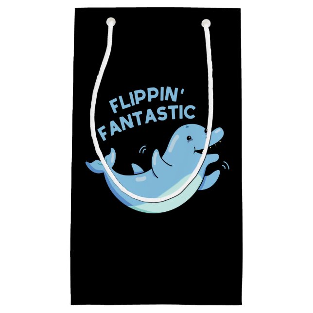Petit Sac Cadeau Flippin Fantastic Funky Dolphin Pun Dark BG (Devant)