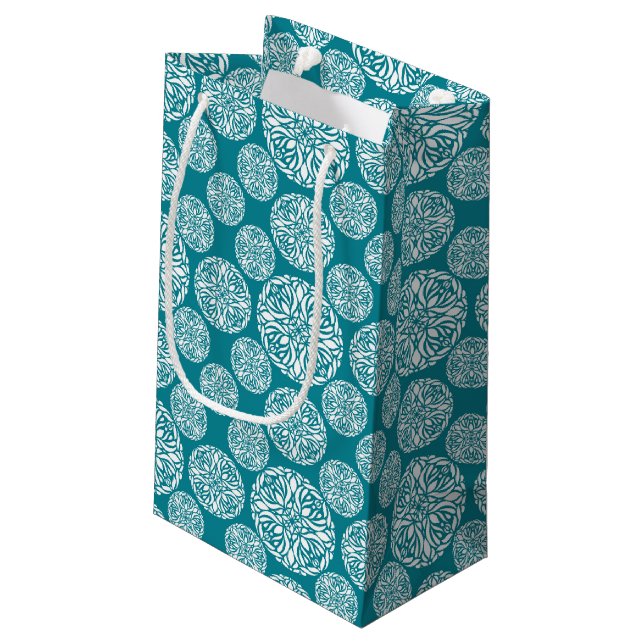 Petit Sac Cadeau Flocon de neige floral d'hiver (Dos Angle)