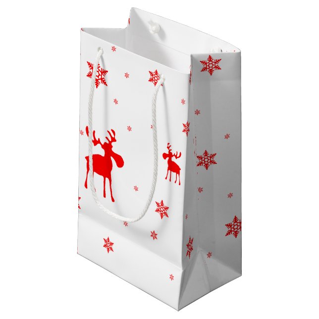Petit Sac Cadeau Flocons de neige rouges simples modernes (Devant Angle)