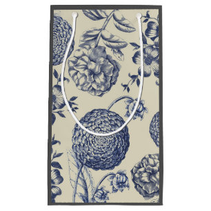 Petit Sac Cadeau Flore d'impression florale de fleurs bleues antiqu