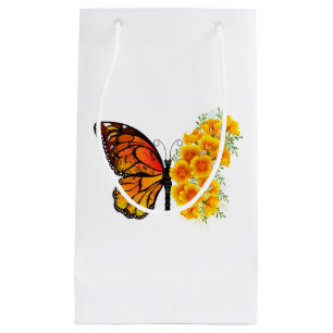 Petit Sac Cadeau Flower Butterfly with Yellow California Poppy