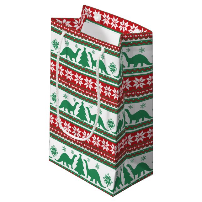 Petit Sac Cadeau Foire nordique Isle Brontosaurus Dinosaures Sweat (Devant Angle)
