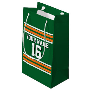 Petit Sac Cadeau Forest Green avec Orange White Stripes Team Jersey