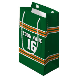 Petit Sac Cadeau Forest Green avec Orange White Stripes Team Jersey