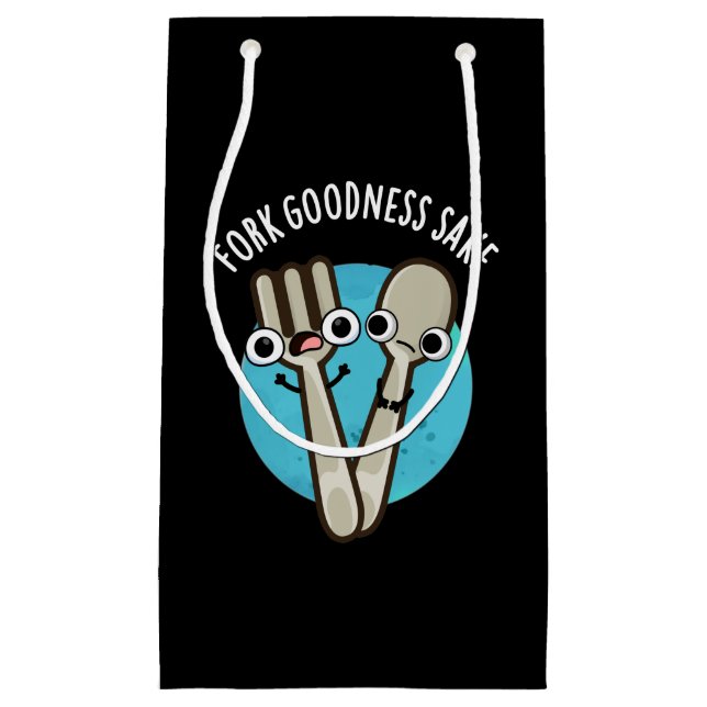 Petit Sac Cadeau Fork Goodness Sake Funny Utensio Pun Dark BG (Devant)