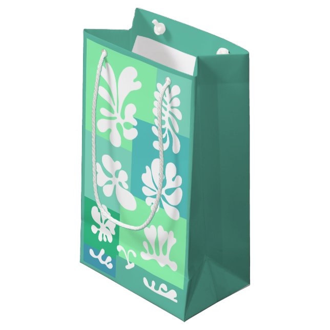 Petit Sac Cadeau Formes Abstraites personnalisées Design en vert | (Devant Angle)