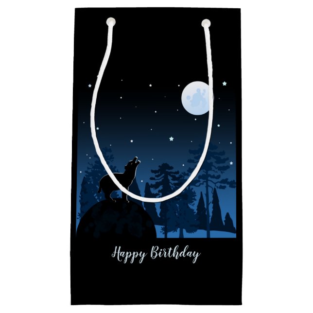 Petit Sac Cadeau Fox Et Pleine lune À Minuit (Devant)
