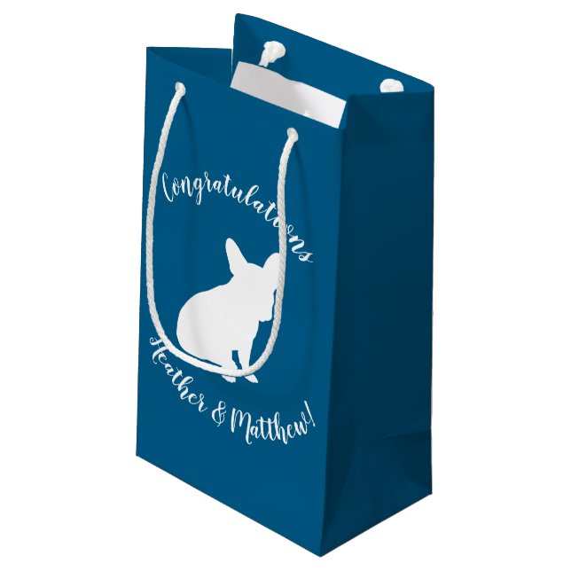 Petit Sac Cadeau Français Baby shower Bulldog Français Frenchie Blu (Dos Angle)