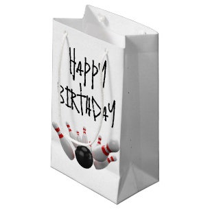 Petit Sac Cadeau Frappe De Bowling Anniversaire Sur Blanc