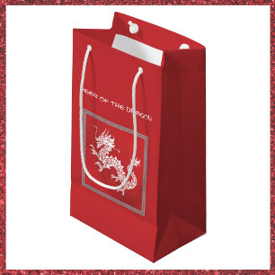 Petit Sac Cadeau Frapper l'année rouge et blanche du dragon