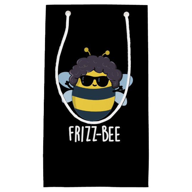 Petit Sac Cadeau Frizz-Bee Funny Afro Bee Pun Dark BG (Devant)