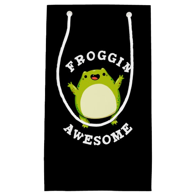 Petit Sac Cadeau Froggin Awesome Funny Frog Pun Dark BG (Devant)