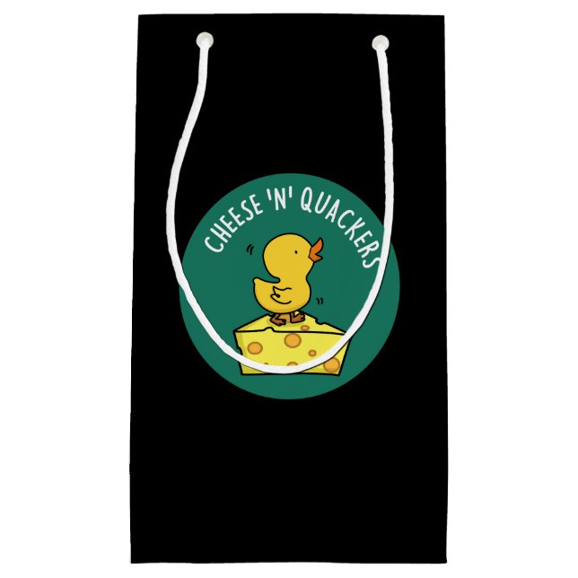 Petit Sac Cadeau Fromage Et Quackers Drôle Canard Pun Dark BG (Devant)