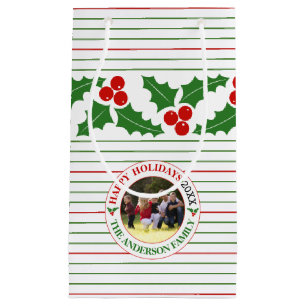 Petit Sac Cadeau Fruits de Noël de la guirlande de baies vitrées ro